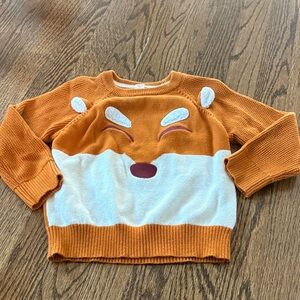 Cat & Jack Orange and White Animal Face Sweater